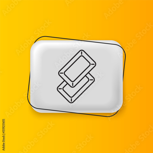 Black Gold bars icon isolated on yellow background. Banking business concept. Silver rectangle button. Vector
