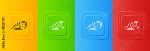 White Car headlight icon isolated on colorful background. Set icons in square buttons. Vector