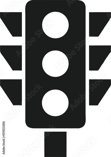 Black minimalist traffic signal icon design representing road safety concept