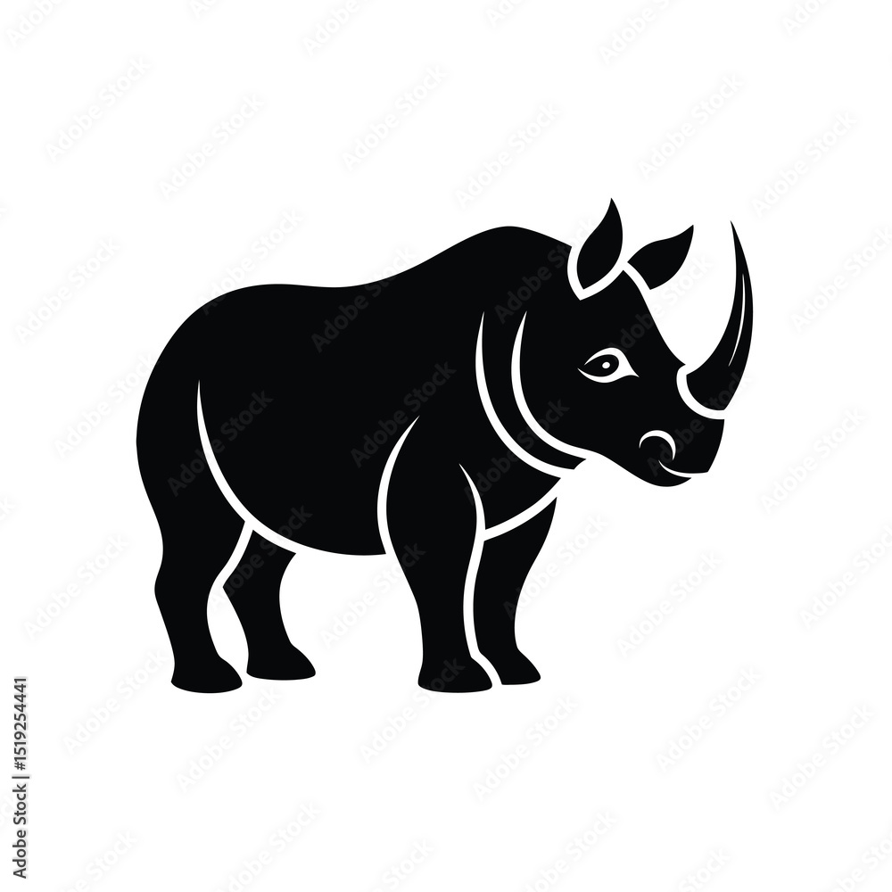Fototapeta premium Rhinoceros Strong Vector Silhouette