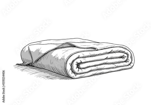 Rolled white blanket in soft texture on a plain background  