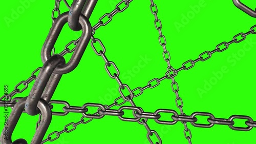 chain animation on a green screen.