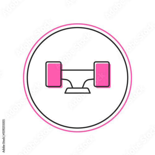 Filled outline Skateboard wheel icon isolated on white background. Skateboard suspension. Skate wheel. Vector