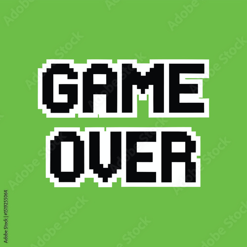Pixelated game over text message retro design on transparent background