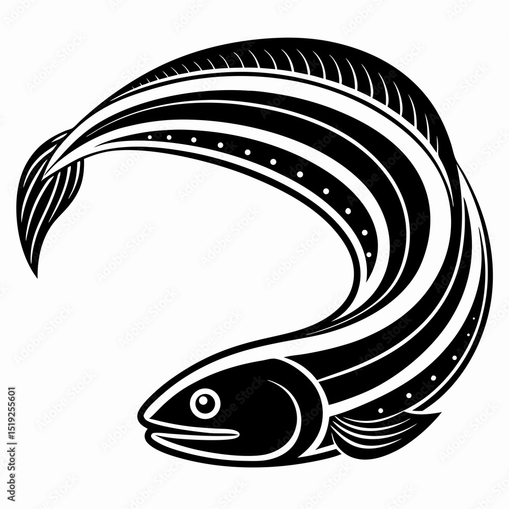 Naklejka premium Stylized black and white fish illustration
