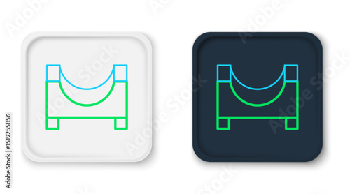 Line Skate park icon isolated on white background. Set of ramp, roller, stairs for a skatepark. Extreme sport. Colorful outline concept. Vector