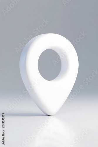3D map pin icon with soft teardrop shape and rounded tip, isolated on white background.