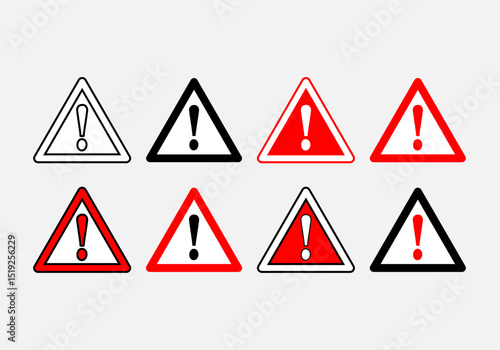 Alerta roja. Señales de peligro en rojo, blanco y negro. 