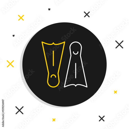 Line Rubber flippers for swimming icon isolated on white background. Diving equipment. Extreme sport. Diving underwater equipment. Colorful outline concept. Vector
