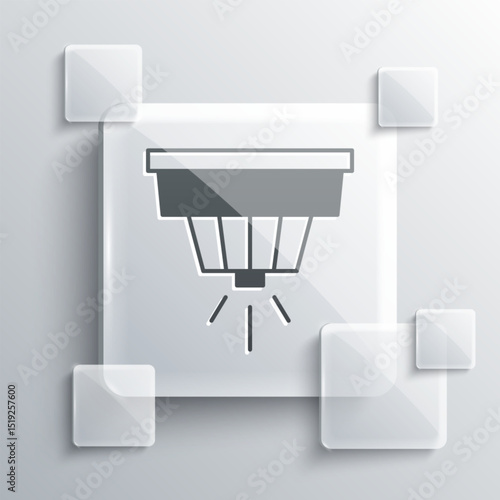 Grey Smoke alarm system icon isolated on grey background. Smoke detector. Square glass panels. Vector