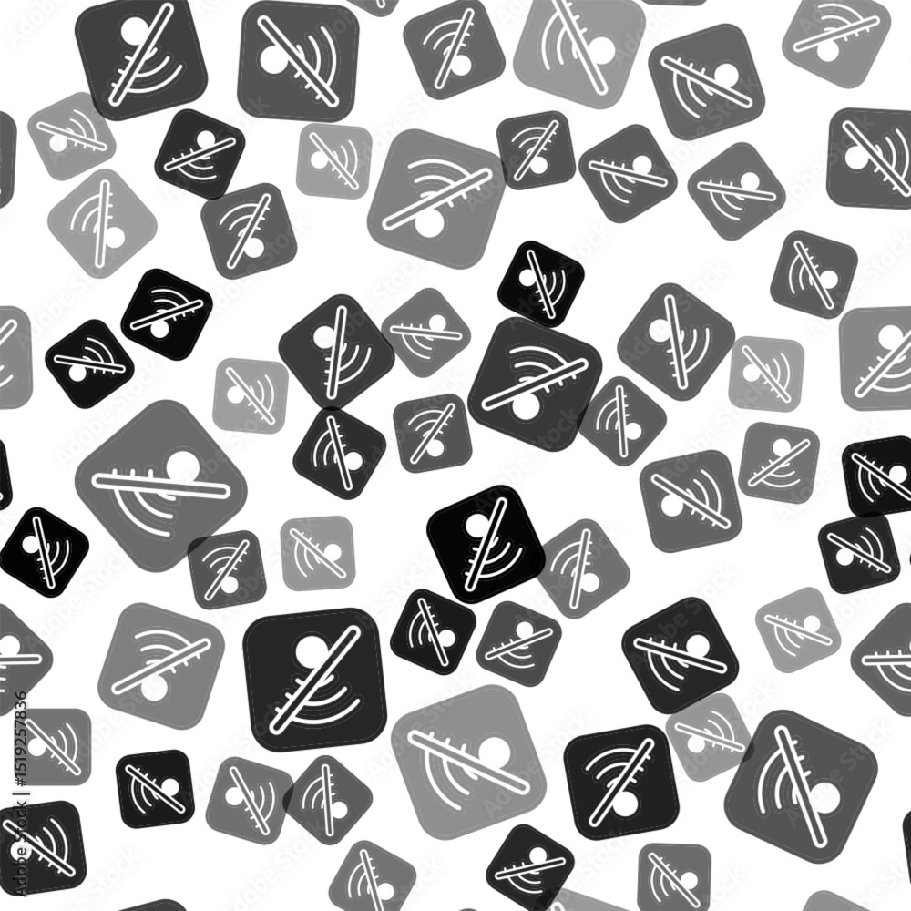 Black No Wi-Fi wireless internet network symbol icon isolated seamless pattern on white background. Vector Black No Wi-Fi wireless internet network symbol icon isolated seamless pattern on white background. Vector