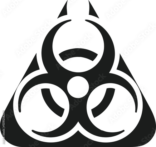 Black biohazard warning sign silhouette with transparency on a white background