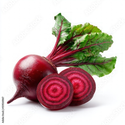 Fresh Beetroot With Slices On White Background