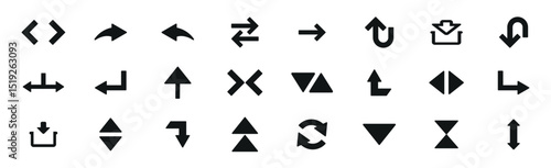 Arrow icons set different sort of arrows vector. Different direction, double arrow, compare, login, sort, opposite, Interface arrow icon set, VECTOR ILLUSTRATION
