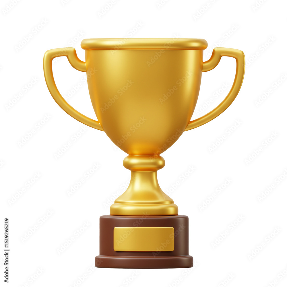 Golden trophy cup illustration isolated on a white background, 3d rendering for achievement Golden trophy cup illustration isolated on a white background, 3d rendering for achievement