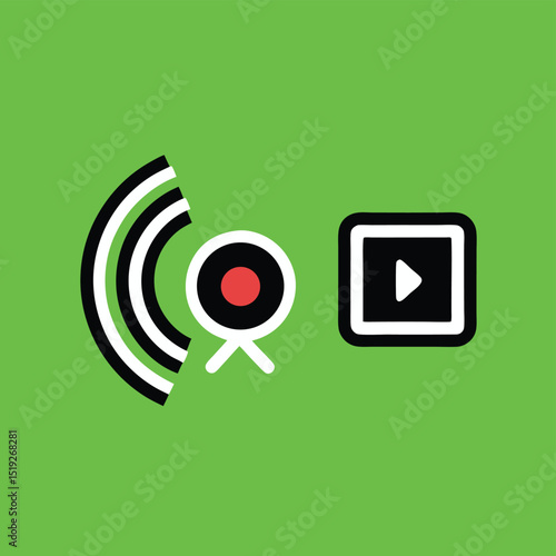 Streaming and recording icons representing online video content creation