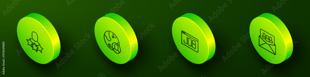 Set Isometric line Productive human, Globe and people, Search job and Project team base icon. Vector Set Isometric line Productive human, Globe and people, Search job and Project team base icon. Vector