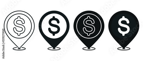 Money bank location icon. Illustration vector