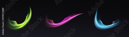 Magical colorful comet effect with sparkling trail, swirls and soft glow. For fantasy effects, spell animations and magic illustrations.