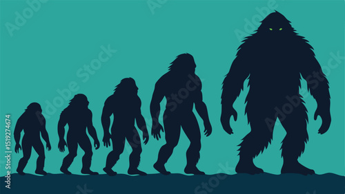 Evolution of Bigfoot Silhouette Illustration of Sasquatch Through Different Stages
