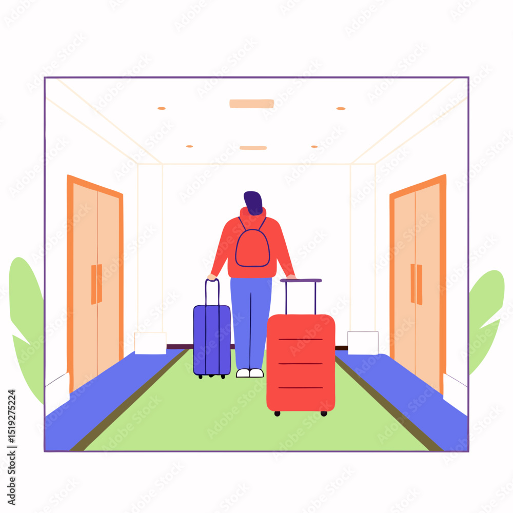 Fototapeta premium Rooms Hotel Booking Travel Minimal Vector Roundish Flat