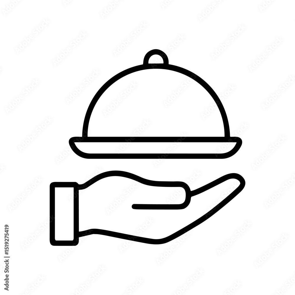 Hand presents covered dish offering illustration design element Hand presents covered dish offering illustration design element