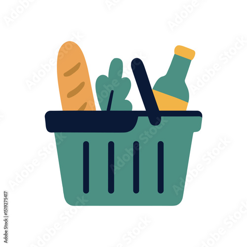 Groceryfilled basket fresh market finds illustration design element