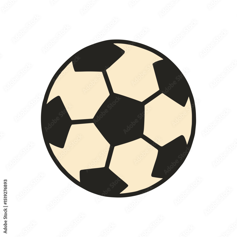 Naklejka premium Stylized monochrome soccer ball drawing illustration design element
