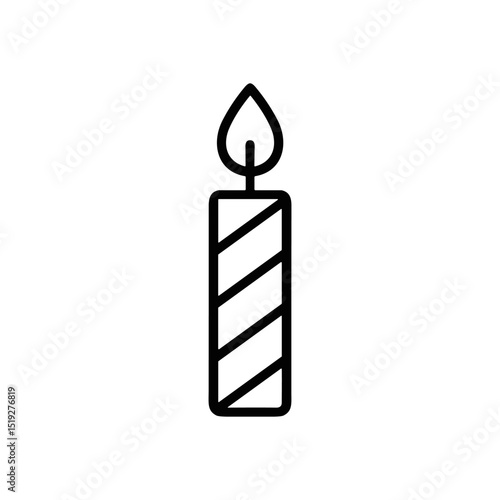 Striped candle with teardrop flame illustration design element