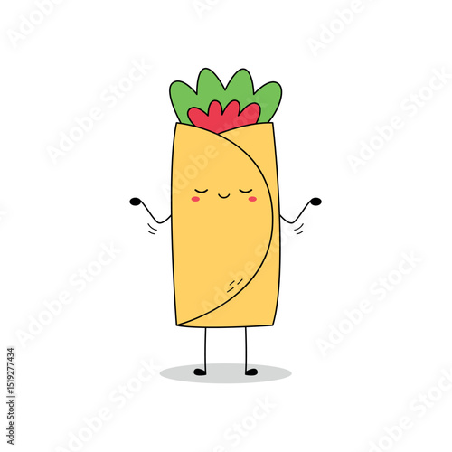 Cute Burrito cartoon character indifference attitude doodle