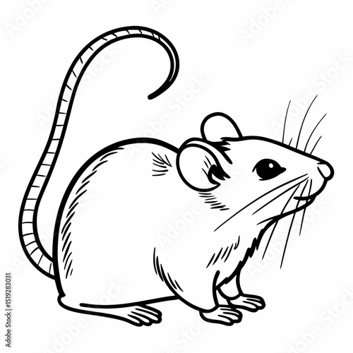 vector illustration of a white rat