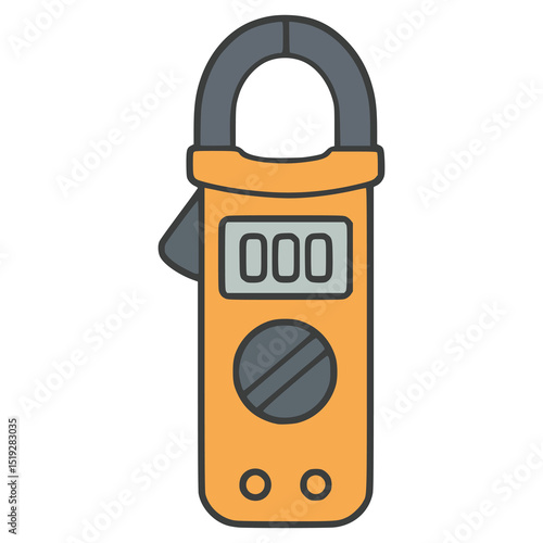 digital clamp meter electrician tool flat color vector illustration template design