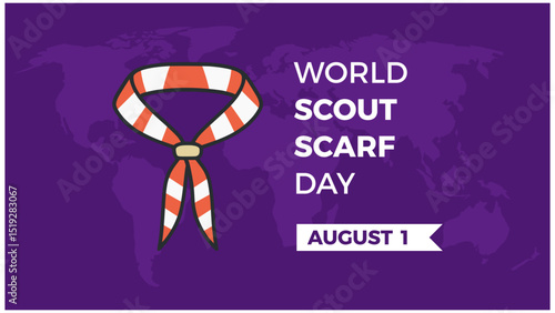 world scout scarf day poster banner flat color vector illustration template design