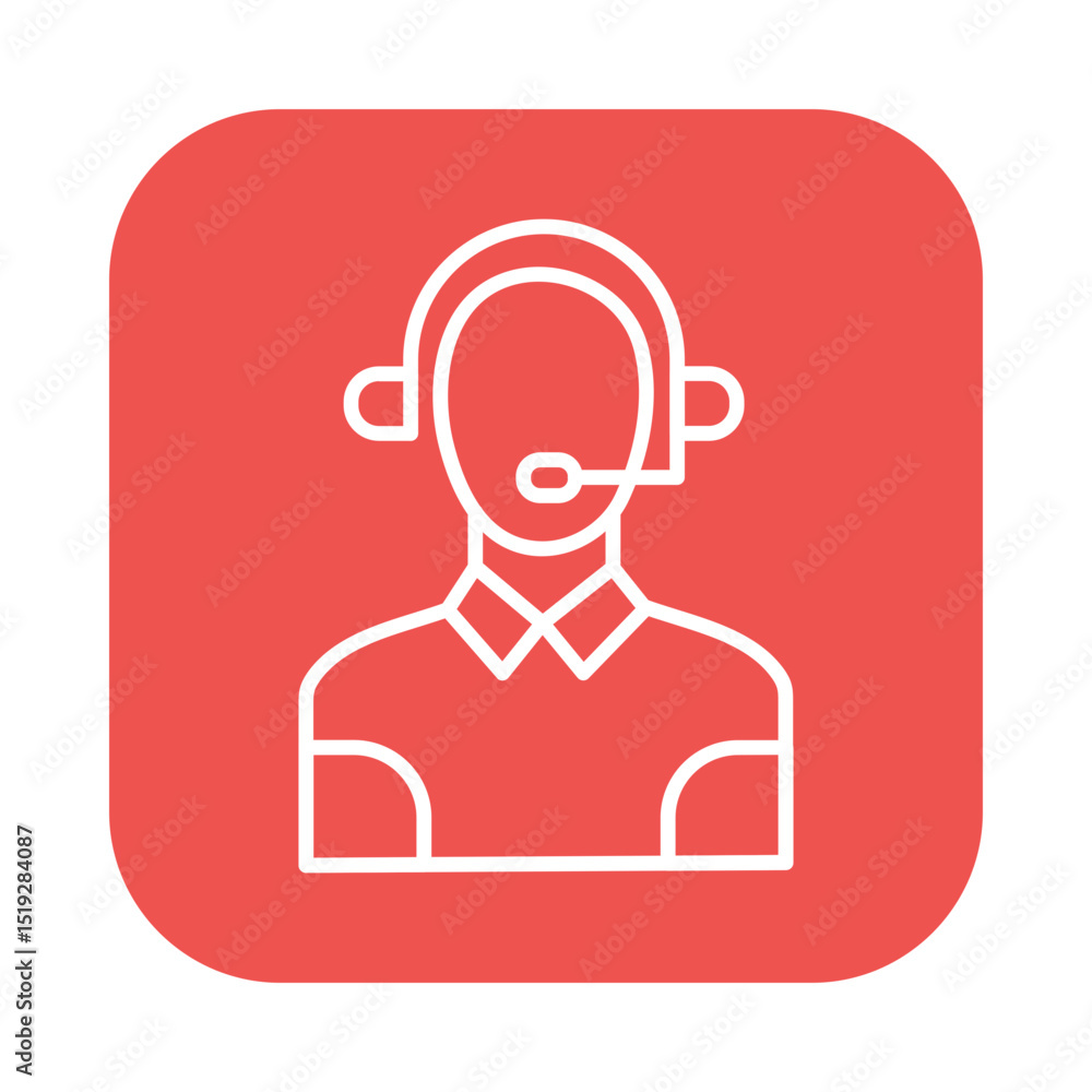 Customer support and communication icon showing person with headset in flat vector style Customer support and communication icon showing person with headset in flat vector style