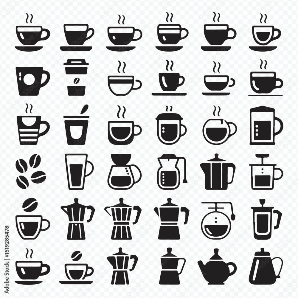 Coffee Beans and Brewing Icons Pack for Café and Restaurant Graphics Coffee Beans and Brewing Icons Pack for Café and Restaurant Graphics