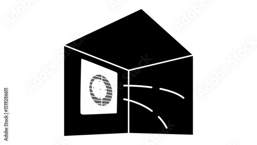 bathroom fan sucks air, black isolated silhouette