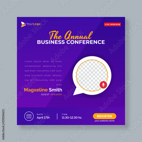 Professional Webinar Banner for Annual Business Conference – Vector Layout for Live Event, Strategy Talk, and Corporate Meeting