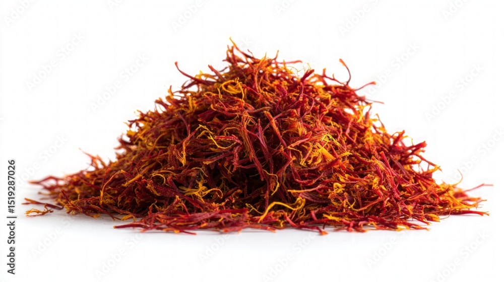 Fototapeta premium Pile Of Saffron Threads On White Background