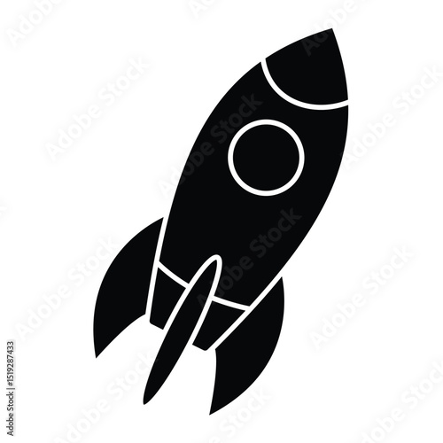 Rocket icon vector silhouette. Simple Rocket sign and symbol. Rocket launched icon. Rocket vector illustration.