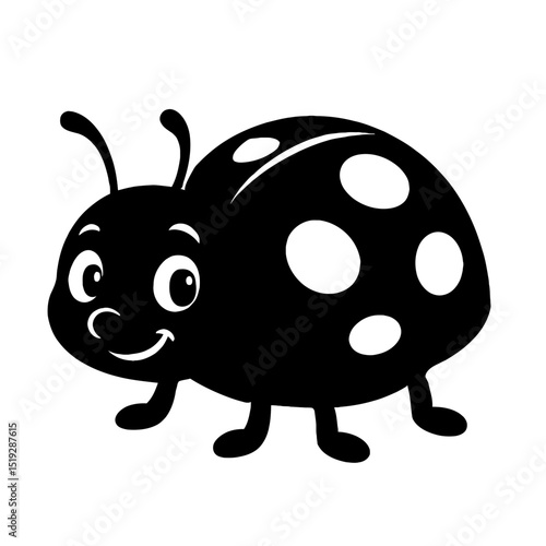 Cute Smiling Ladybug Cartoon Silhouette with Polka Dots