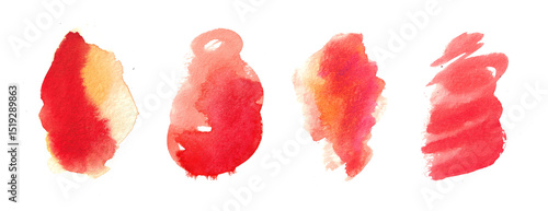Bold red and orange watercolor swatches with vibrant pigment and artistic contrast, ideal for creative design, fiery accents, or modern abstract visuals.