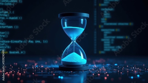 Hourglass with technologies backgrounds