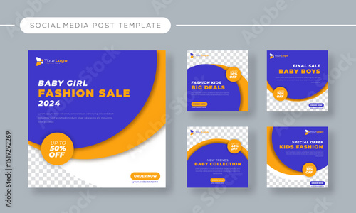 Kids and Baby Fashion Promo Banner – Vector Template for Seasonal Sale, Clothing Discount, and Social Media Campaign