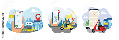 Couriers track order addresses using smartphones and drive scooters or vans to deliver orders.