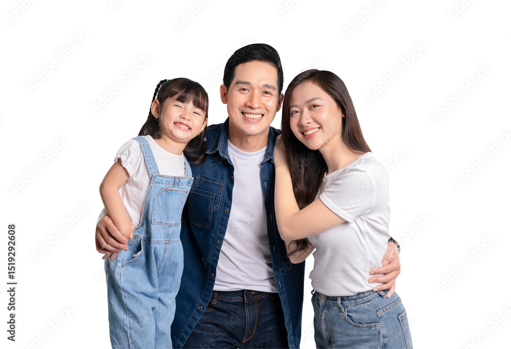 portrait of a happy asian family posing on a PNG background portrait of a happy asian family posing on a PNG background