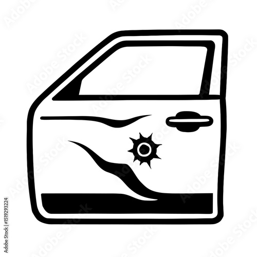 Car Door with Dent and Scratch Icon - Automotive Damage and Repair Symbol