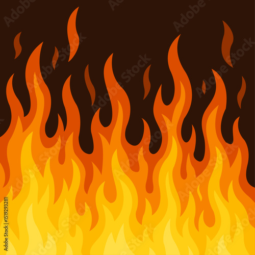 Vibrant orange and yellow flames against a dark background, illustrating heat and energy.