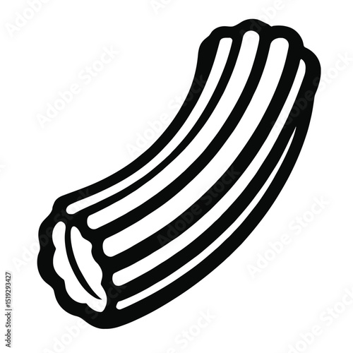 Bold Black and White Silhouette of a Delicious Churro Sweet Snack