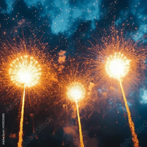 Fireworks motion graphics video footage. Animated Fireworks background