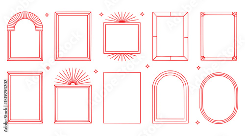 Vector illustration collection of elegant decorative red frames and borders